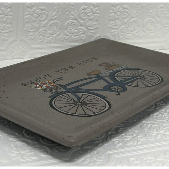 Vintage Donna White Bicycle ‘enjoy the ride’ coin and key wooden tray, rustic - Picture 9 of 10